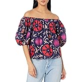 Velvet by Graham & Spencer Women's Edlin Printed Silk Cotton Voile Top