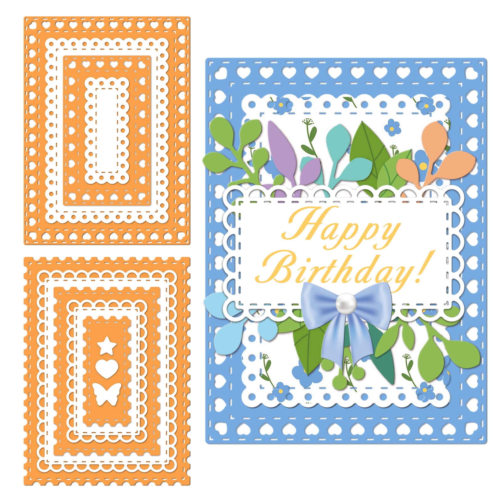 INFUNLY 12Pcs Rectangle Die Cut Frame Cutting Dies Layered Stencils Background Die Cuts Embossing Template for Card Making DIY Scrapbooking Decor — image 1