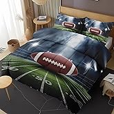 Nesphy Football Queen Comforter Set, American Football Bedding Set 3 Piece, All Season Soft Toddlers Children Adults Bedroom Bed Decoration Comforter and 2 Pillow Shams