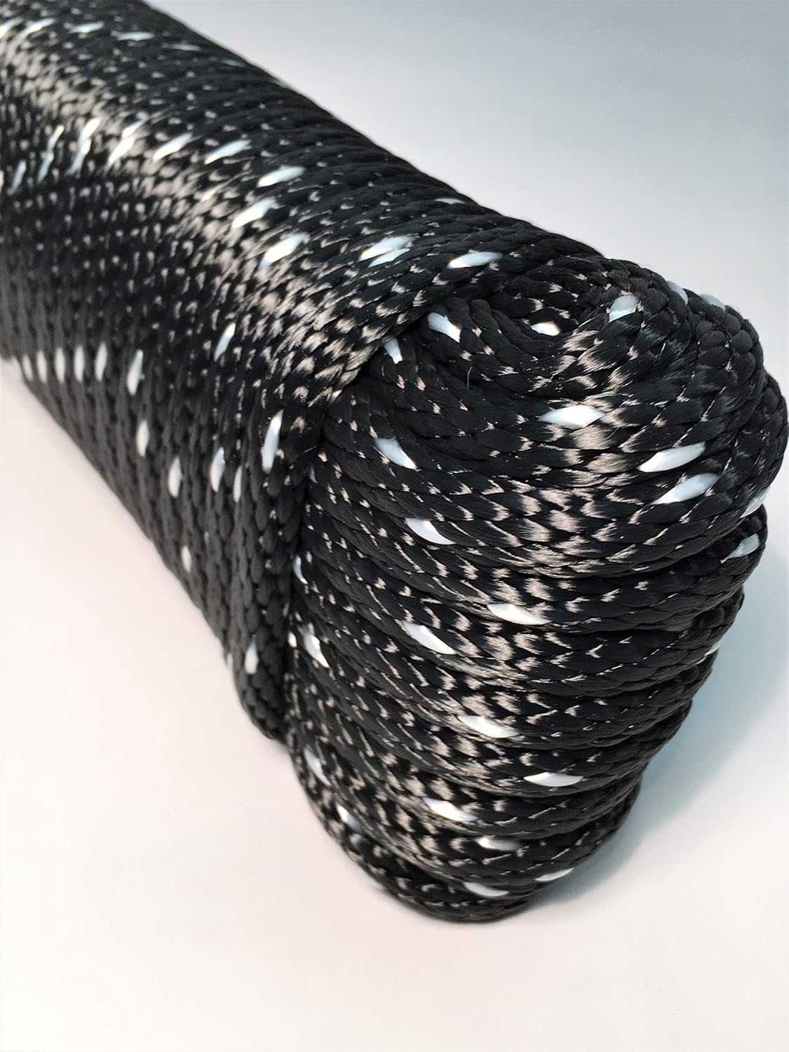 Utility Rope, Utility Cord, Solid Braid 3/8" X 50 ft, Premium HIGH Tenacity Black w/White, 3, 000lb. TENSILE Strength, Tow-Derby-EQUSTRAIN-Indoor-Outdoor-Tow-Pulling-BATTTLE-Jump-Made in USA : Sports & Outdoors