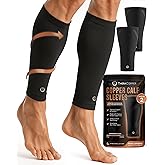 TheraCopper Copper Calf Compression Sleeve — Premium Copper Compression Shin Sleeve for Men & Women — Breathable & Non-Slip Leg Sleeves for Runners, Shin Splints, Muscle Recovery & Leg Fatigue