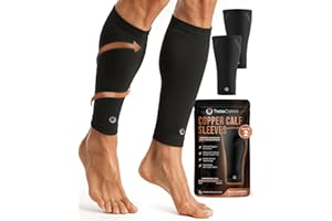TheraCopper Copper Calf Compression Sleeve — Premium Copper Compression Shin Sleeve for Men & Women — Breathable & Non-Slip Leg Sleeves for Runners, Shin Splints, Muscle Recovery & Leg Fatigue