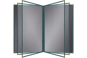 Goodsmart Pajco Style Restaurant Menu Covers – Pack of 10, Side-Loading Menu Holders, Single Stitched Edge, Clear Vinyl Menu Sleeves, Leatherette Trim, Gold Corners, Green, 10 View (8.5" x 14")