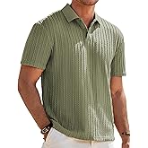 JMIERR Mens Casual Polo Shirt Summer Short Sleeve Vacation Button Beach Knit Stretchy Golf Shirts