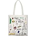Reusable Large Multipurpose New York Souvenir for Travel Bag, Grocery Tote, Shopping Handbag, Canvas Tote Bag. (JP-330130F) Creamy-white