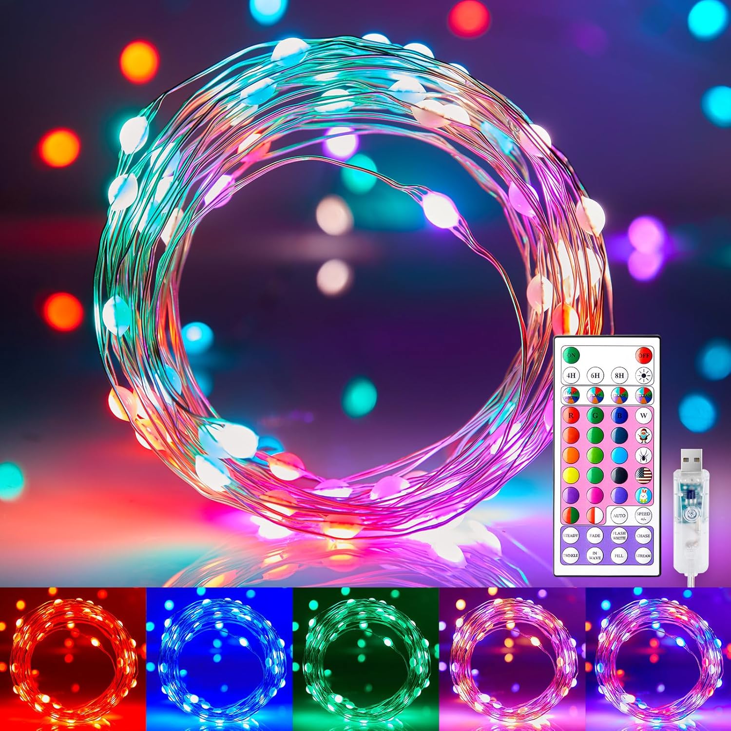 String Lights - Fairy Lights Color Changing - 22 Colors 33 FT 100 LED String Lights with Remote,Twinkling Fairy Lights Indoor with 12 Lighting Modes,Multicolor Christmas Lights for Bedroom Classroom Halloween
