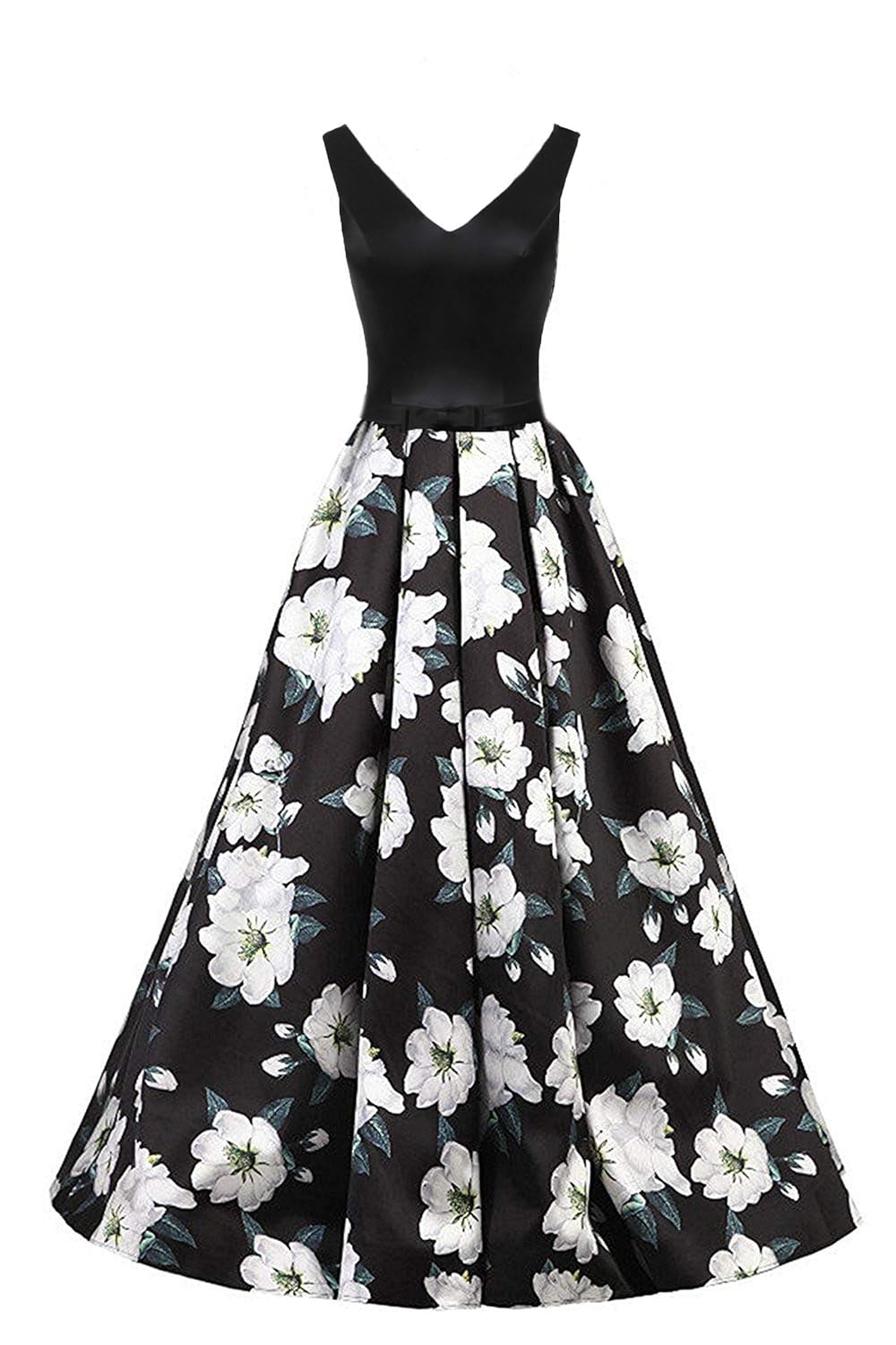 black and white floral gown