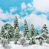 Skylety 70 Pieces Model Trees 1.2-6.3 Inch Mixed Miniature Toy Trees Diorama Supplies Fake Plants for Train Scenery Architecture DIY Crafts, Building Model Scenery Landscape Natural Green(Novel)