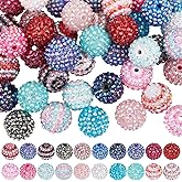 PONABEADIY 1 Box 220G Vintage Acrylic Beads with Holes Bohemian Czech Antique Styles Mixed Color Shape Assorted Opaque Aesthetic Spacer Bead Bulk for Jewelry Making Necklace Bracelet DIY Craft Supply