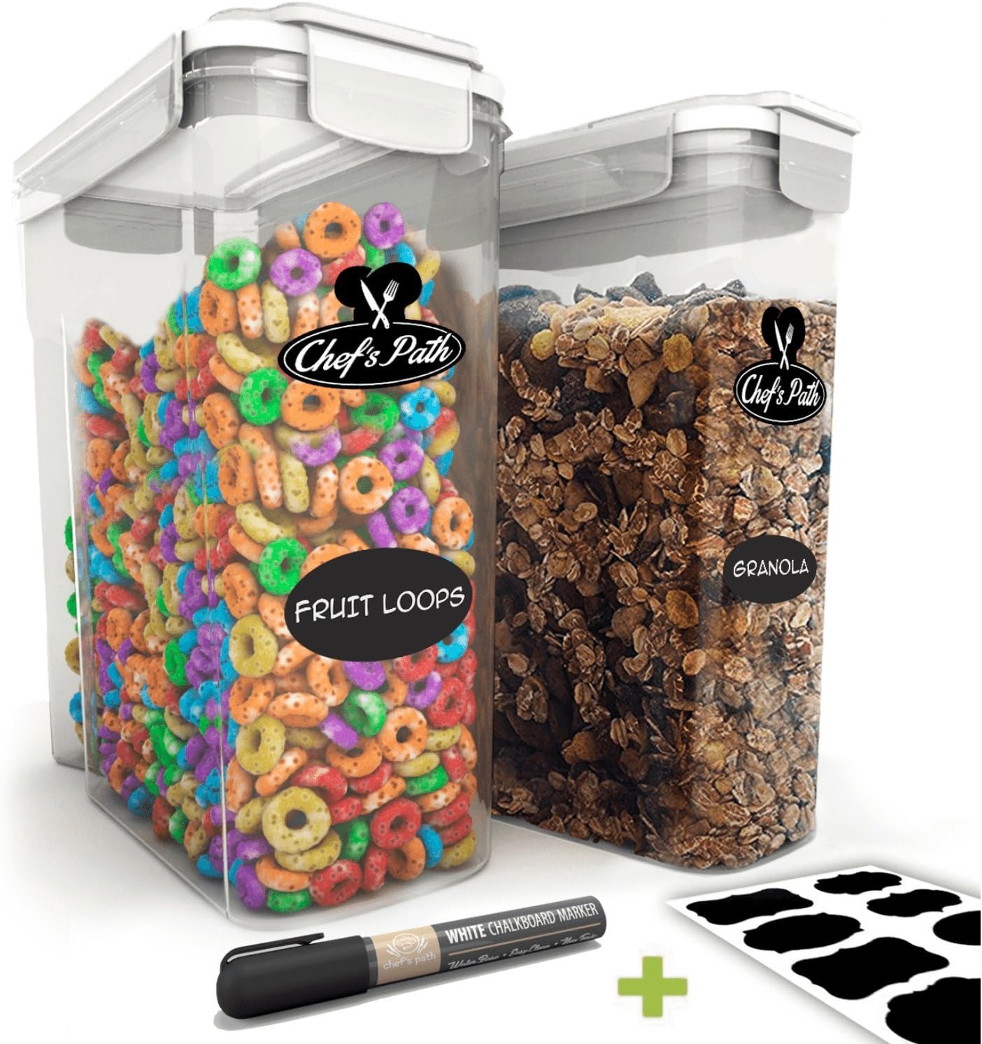 最高 シリアル 保存容器 セット 2個パック 100 密封 ドライフード 保存容器 黒板ラベル8枚付き 小麦粉 砂糖 米 穀物等に最適 Bpaフリー ディスペンサー 16 9カップ 135 2オンス Chef S Path 保存容器 キャニスター Amazon