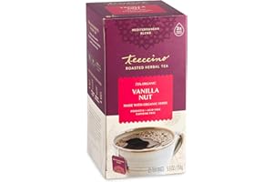 Teeccino Vanilla Nut Herbal Tea, 25 Tea Bags - Rich & Roasted Herbal Tea That’s Caffeine Free & Prebiotic for Natural Energy, 3X more Herbs, Acid Free, Great Hot or Iced