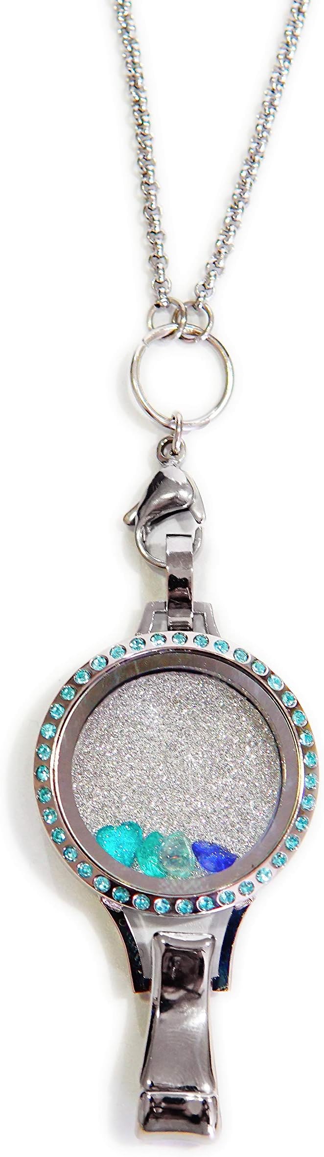 BG247 Floating Locket Lanyard with Badge Holder Included Chain and Choice of 6 Charms and 1 Plate