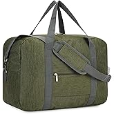 For Spirit Airlines Personal Item Bag 18x14x8 Foldable Travel Duffel Bag Tote Duffle Carry on Luggage for Women and Men 30L (Army Green (With Shoulder Strap))