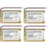 JLJLUP 4pcs 3.7V 2000mAh Lithium Polymer Rechargeable Battery 1S 1C LiPo Battery with PH 2.0mm Connector Integrated Protection Circuit for Arduino ESP32 Development Board for Speaker Wireless Device