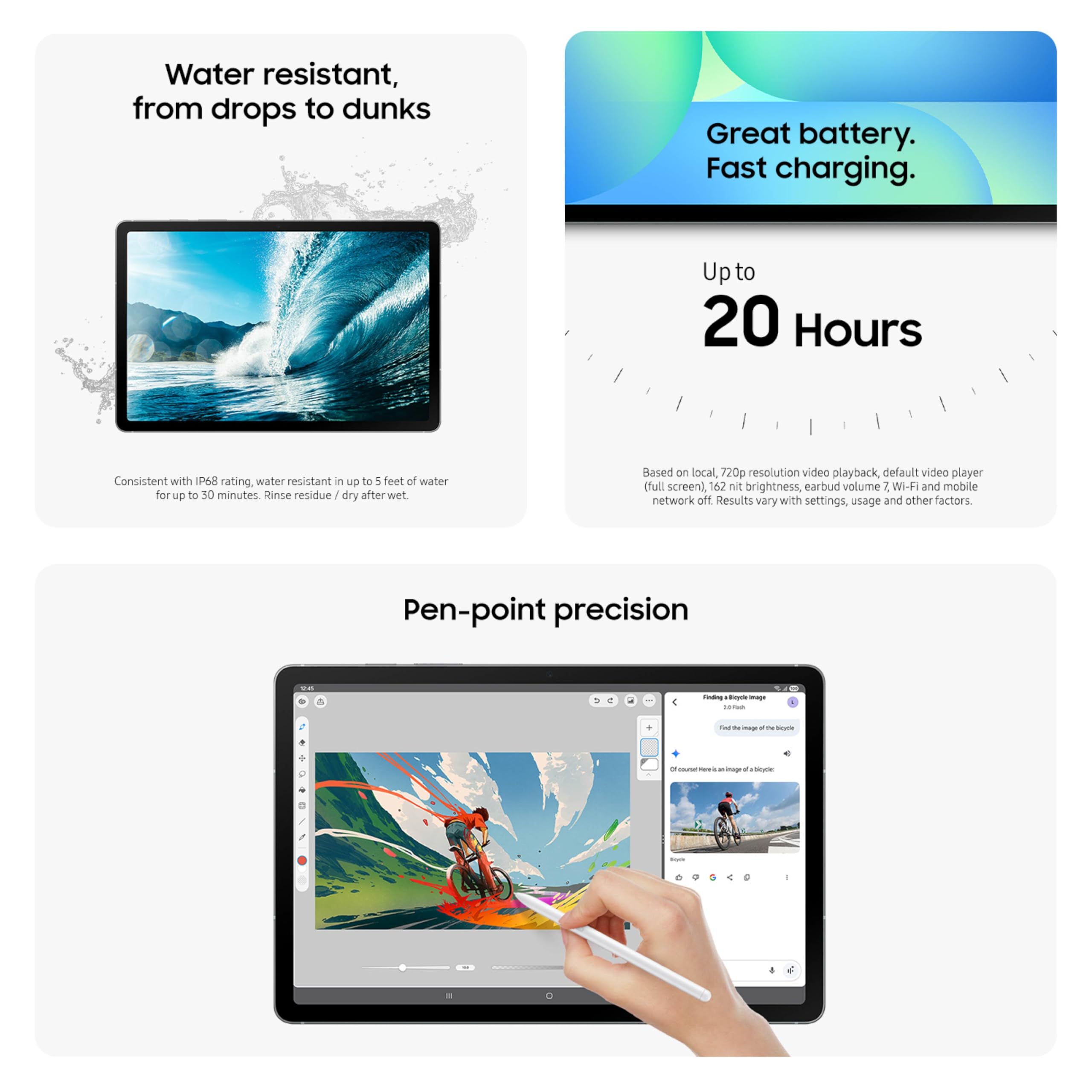 SAMSUNG Galaxy Tab S10 FE 128GB WiFi Android Tablet, Large Display, Long Battery Life, Exynos 1580 Processor, IP68 Water-Resistant, 90 Hz Refresh, S Pen for Note-Taking, US Version, Gray