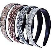 Cutewing Rhinestone Headbands for Women Sparkly,4PCS Crystal Headband Non Slip Tooth Hair Bands Rhinestone Hair Hoop,Comfortable Daily Prom Party Head Accessories