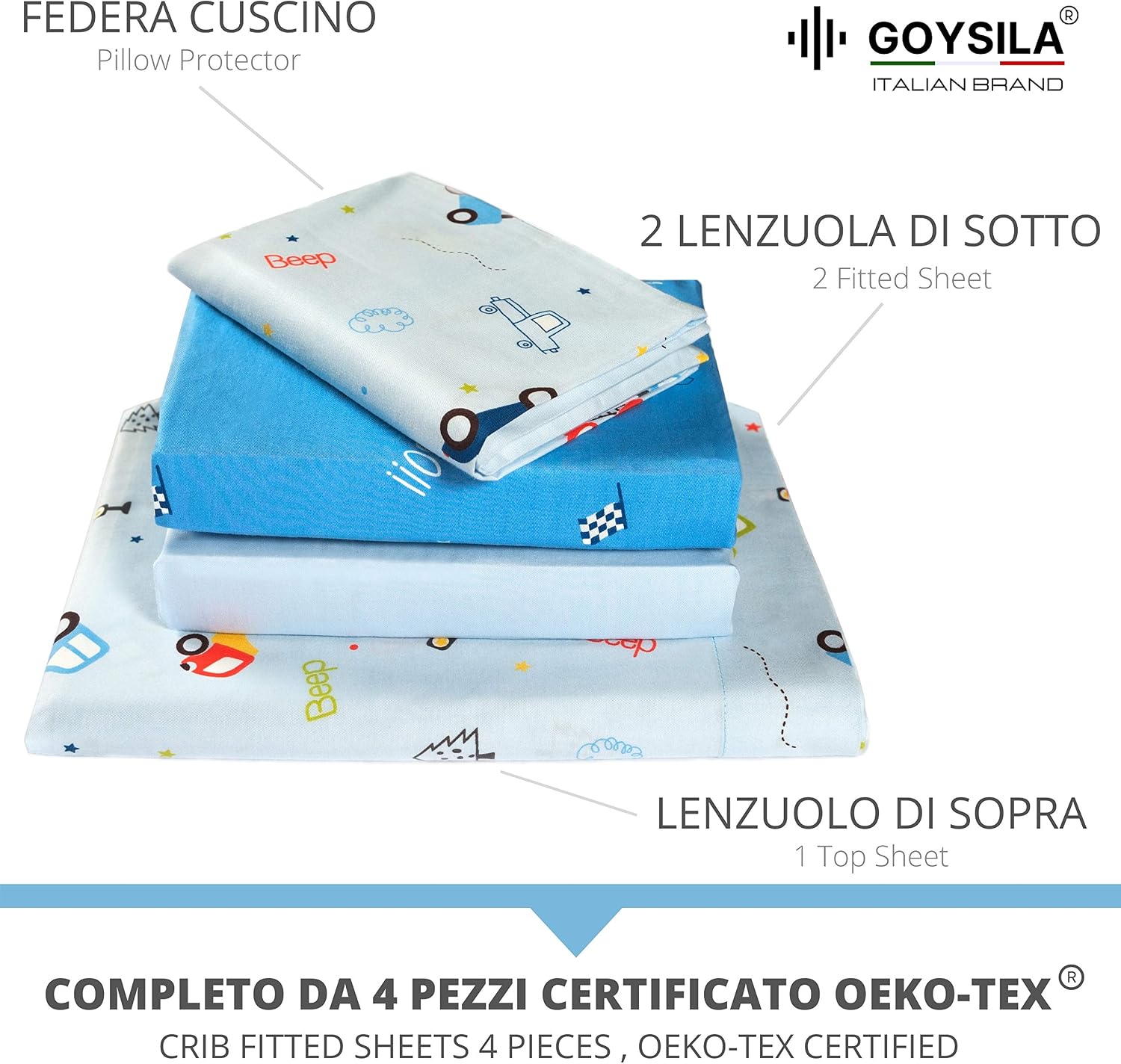 GOYSILA Next to Me Baby Crib Sheets 4 Pieces 100% Cotton Oeko-Tex Certified Hypoallergenic Breathable.Compatible Nexttome Cosleeping Cot Next2Me Babylo Cozee Lullago Mattress 50x83 - Image 4