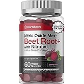 Horbäach Nitric Oxide Beet Root Gummies | 60 Chews| with Nitrates, Vitamin C & Black Pepper | for Men & Women | Strawberry Flavor | Vegan, Non-GMO, Gluten Free Supplement