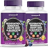 Resveratrol Berberine Grape Seed Extract Quercetin - Polyphenol Supplement with Noni Extract, N-Acetyl Cysteine, Acai Extract - Made in The USA - 120 Capsules