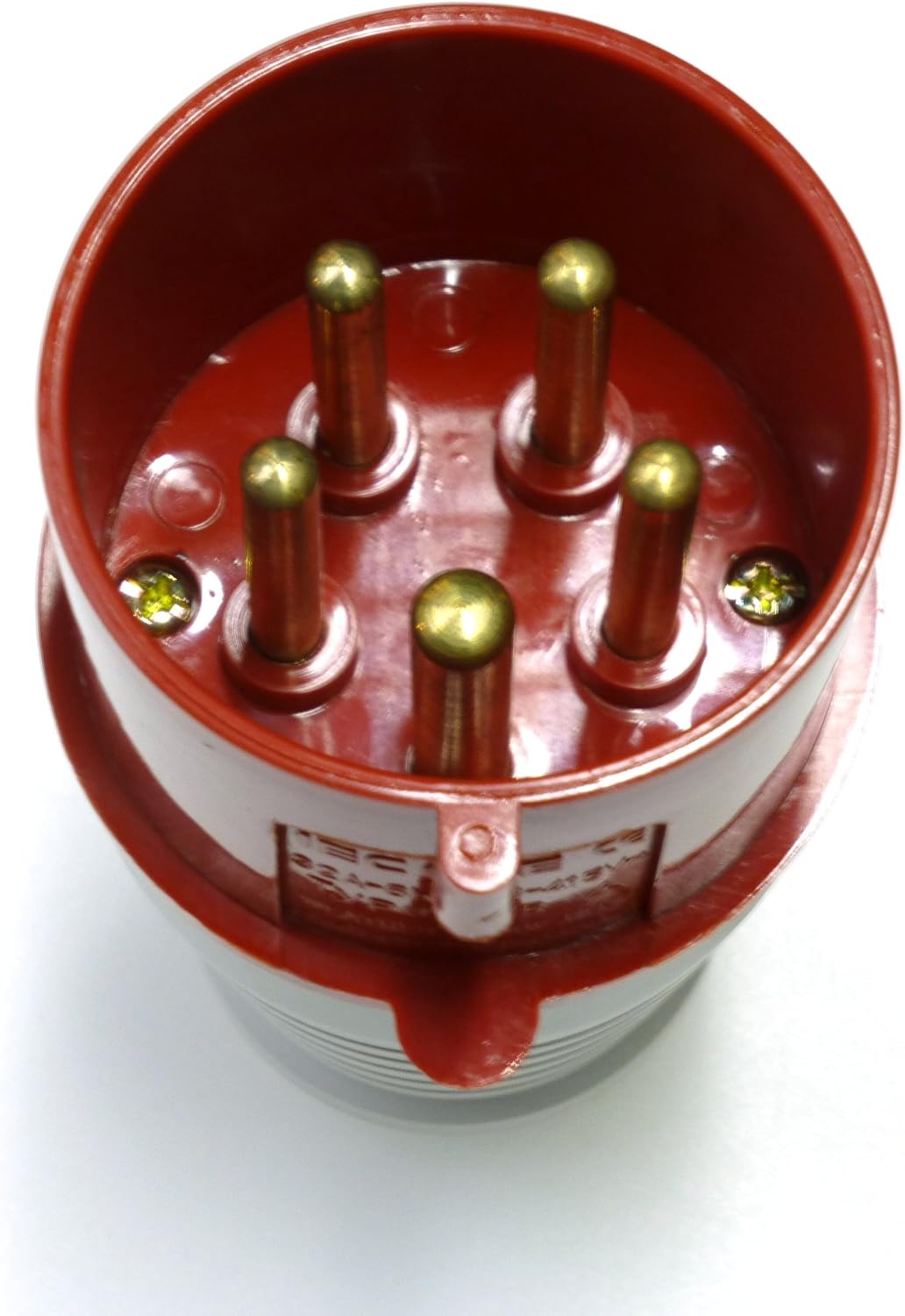 Knightsbridge IP44 Plug 3P+N+E, White Red, 415V 32A - Image 3
