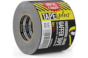 TapePlus Gaffer Tape Duct Tape Alternative - 4 in x 40 Yd, Black - Heavy Duty Waterproof Adhesive for AV & Electrical Cables, Props & Lighting, No Residue