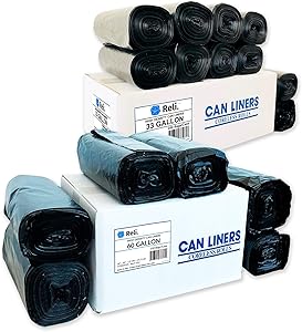 Trash Bags 55-60 Gal (150 Bags) & 33 Gallon Trash Bags (250 Bags)
