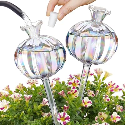 NiHome Iridescent Glass Cactus Self Watering Globes 2-Pack 4.7OZ 140 ML