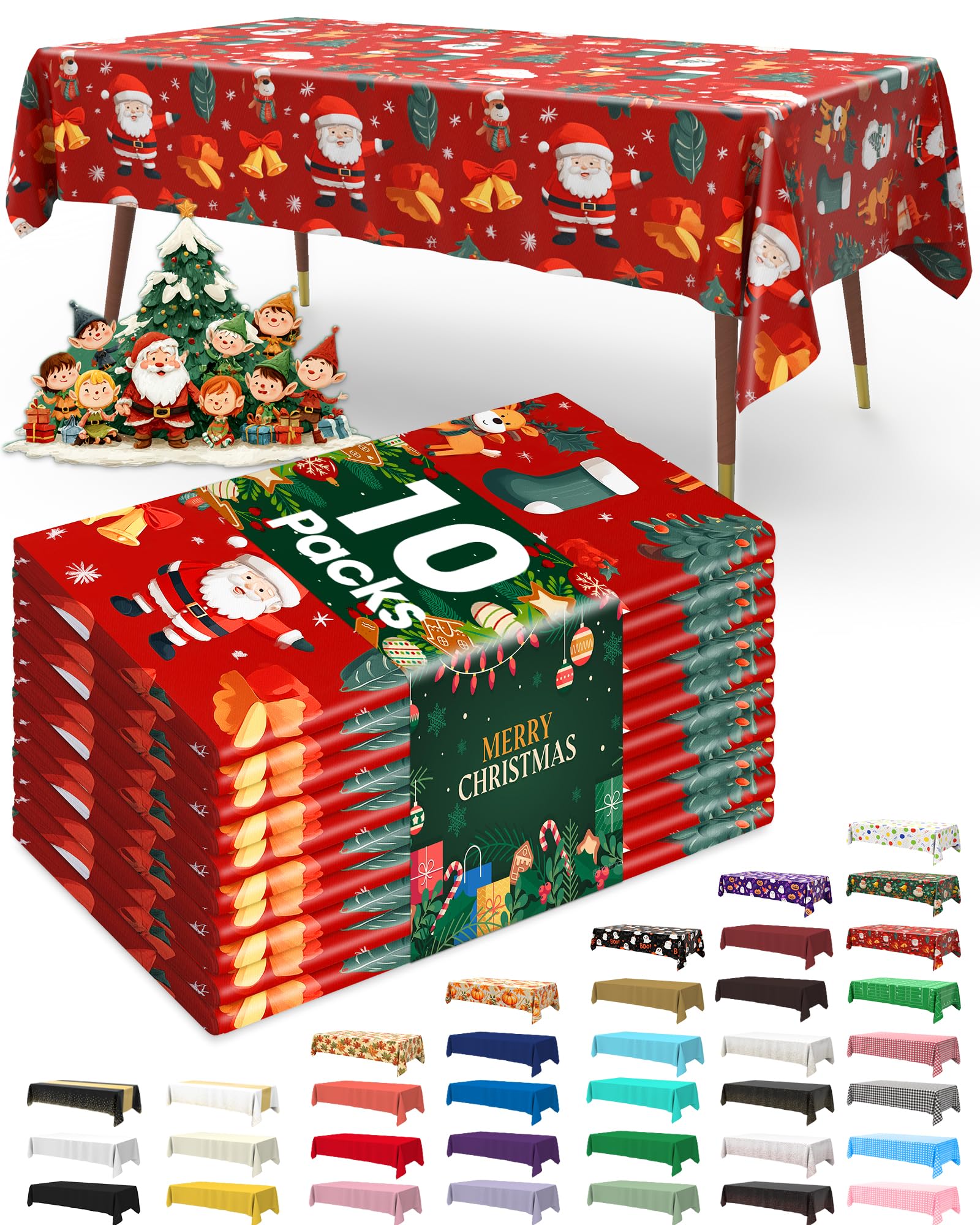 Pureegg Plastic Table Cloth Disposable 10 Pack, 54