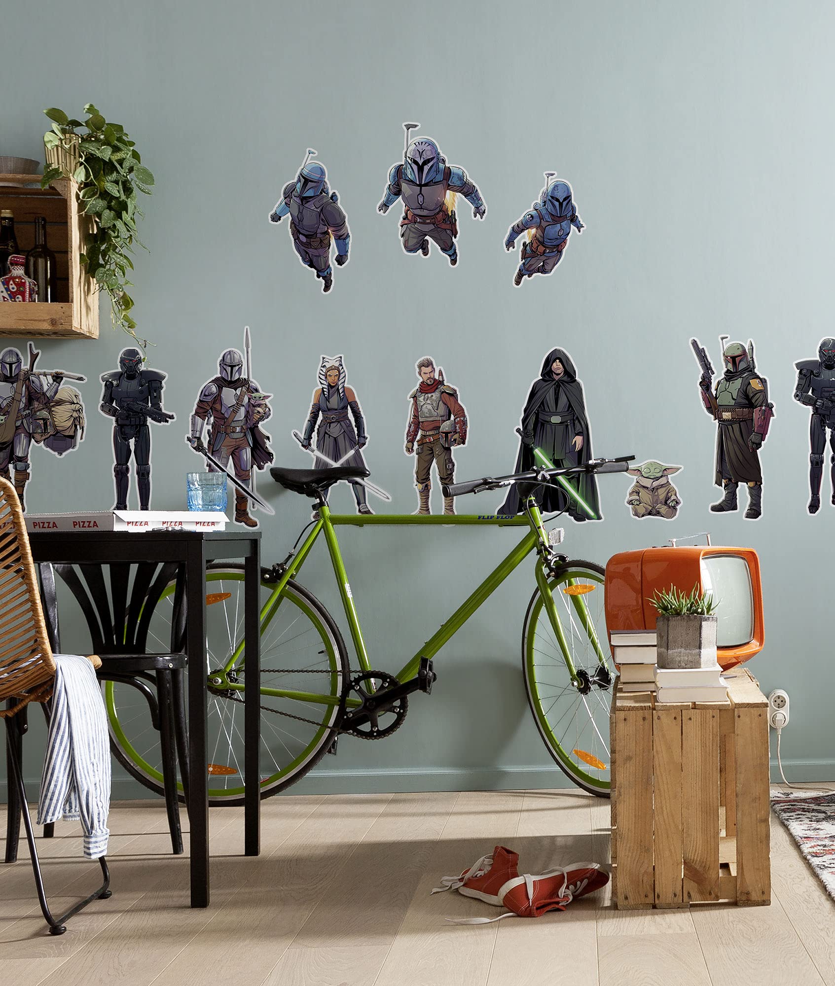 Komar Star Wars Wall Sticker Mandalorian Iconic Figures - 100 x 70 cm (Width x Height) - 12 Pieces - Decorative Stickers, Wall Stickers, Wall Stickers, Wall Decoration, Children's Room - 14744h