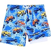 ZenGents Little Boys Swim Trunks with Boxer Mesh Liner Swim Shorts Kids Quick Dry Bathing Suit Swimwear 4-12T