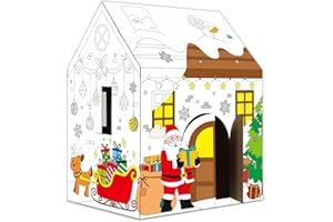 NAOZINEBI Christmas Playhouse Huge Snowman Gingerbread Cardboard House DIY Coloring Playhouse Large Art Craft Cardboard Fort Indoor Outdoor for Toddlers Boys Girls Decoration Personalized Gift 32" X 26" X 41"