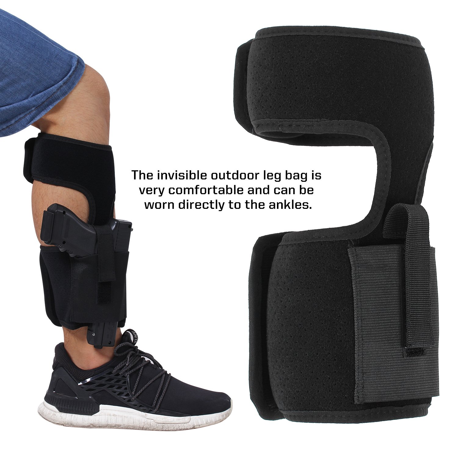 XIAOYI Ankle Holster for Concealed Carry Pistol/Handgun with Adjustable Elastic Secure Strap, Gun Holsters Suitable men and women For Glock 42, 43, 36, 26, S&W Bodyguard .380.38, Ruger LCP, LC9