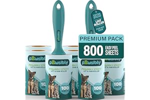 Pawsibly 8-Pack Lint Rollers for Pet Hair Extra Sticky – 800 Sheets Total, Ideal for Removing Pet Hair, Lint, and Dust from Clothes, Furniture, and More