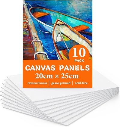 Koncci 10 Pack Canvas 20x25cm 8x10 Inch Acid-Free Cotton Panels for Painting