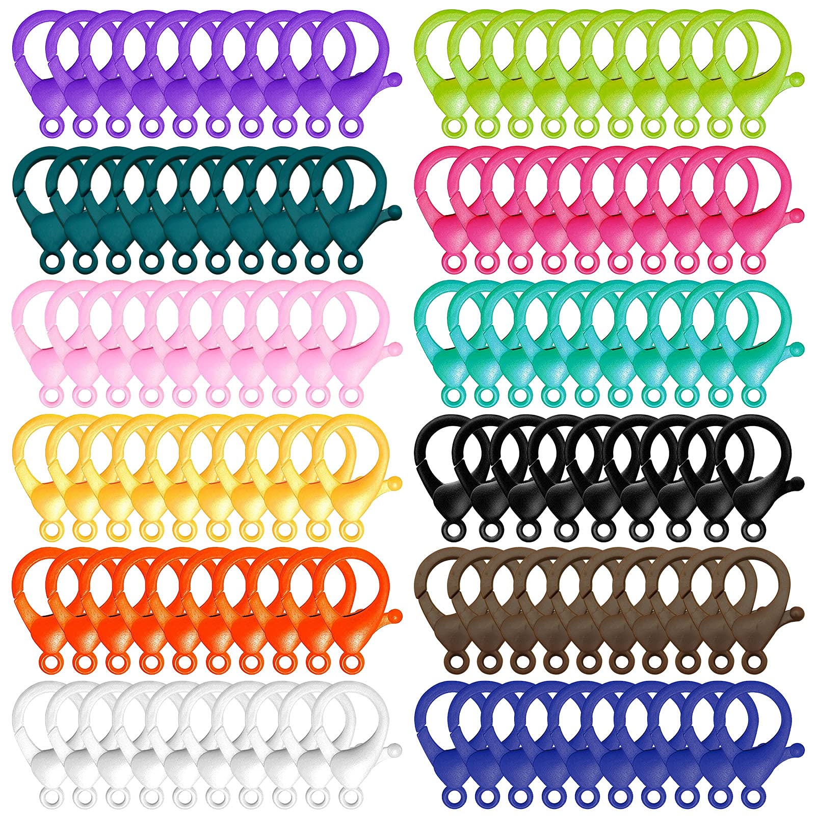 View 1 of 120pcs Plastic Lobster Claw Clasps,12 Colors Cute Lanyard Snap Clip Hooks Hard Multicolor Lobster Clasp Hook Plastic Backpack Clasp Hook for Jewelry Making/DIY Crafts/Handmade/Toy Keychain