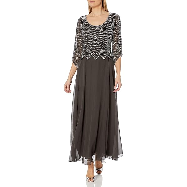 j kara women's 3 4 sleeve beaded dress Beaded Party Dress: Slate/Mercury