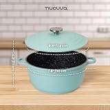nuovva Casserole Dishes with Lid 4L Teal Non Stick Dutch Oven 24cm view 2