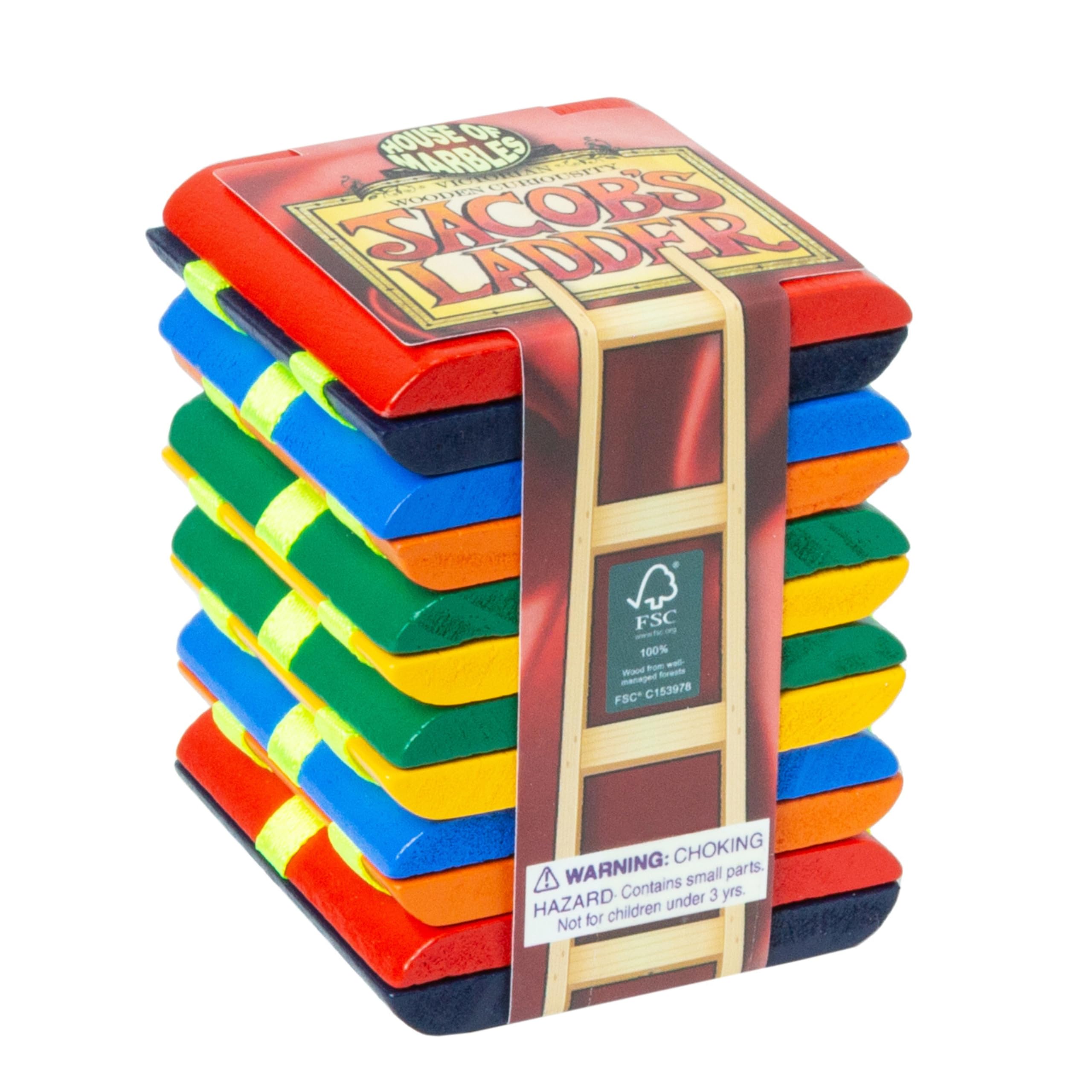 House of Marbles Jacob’s Ladder - Premium FSC-Certified Wooden Toy, Colourful Retro Flip Ladder with Sensory Fidget Appeal and a Mesmerising Illusion Effect