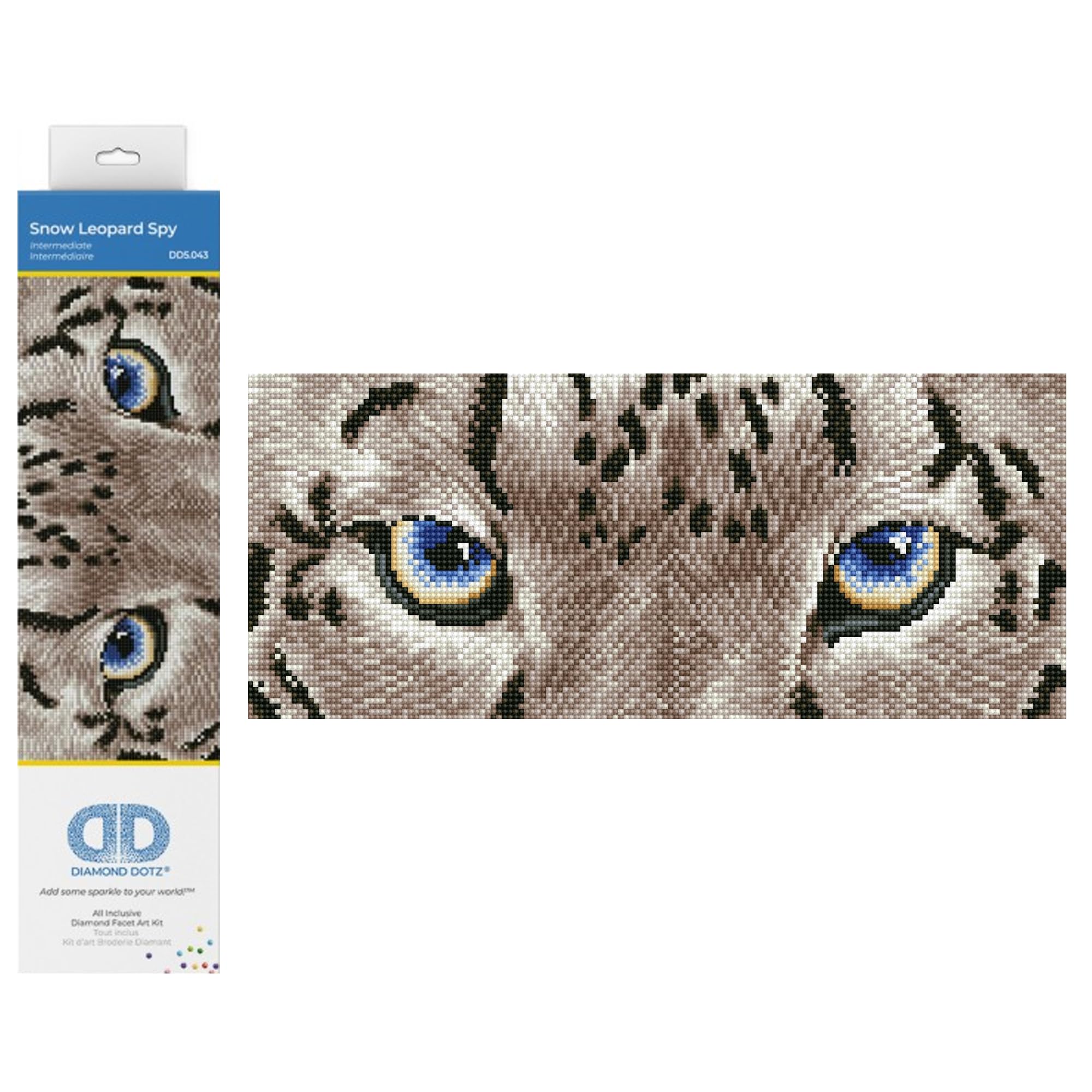 DIAMOND DOTZ Painting, Beginner Kit, Snow Leopard Spy, 42 x 18cm โ image 1