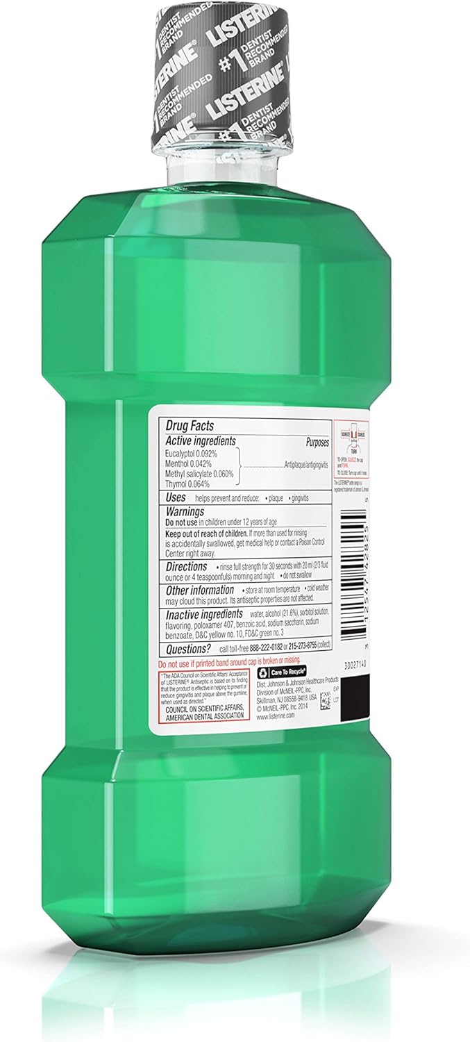Listerine Freshburst Antiseptic Mouthwash with Germ-Killing Oral Care Formula to Fight Bad Breath, Plaque and Gingivitis, 500 mL: Health & Personal Care