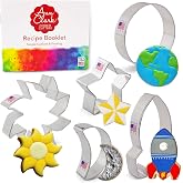 Ann Clark Space Exploration Cookie Cutter Set of 5 Made in USA | Includes: Rocket, Planet, Sun, Star, Crescent Moon, Perfect 