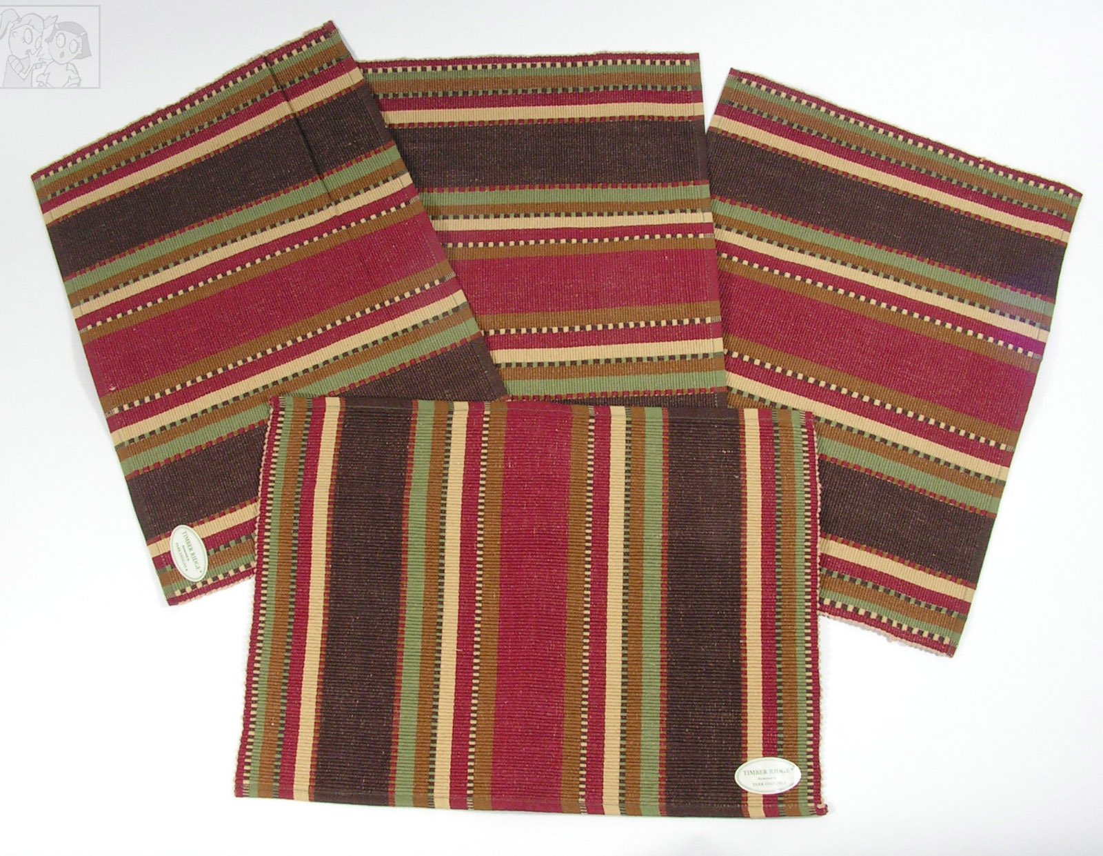 Timber Ridge Placemats Set of 4 by Creative Home Accents, Brown, 13x19