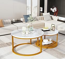 AWQM Coffee Table for Living Room, Modern Nesting