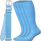 ROLVNHTV Baseball Socks and belt Combo Set Men's Baseball Belt with Softball Sock Elastic Waist Belts