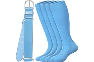 ROLVNHTV 3 Pieces Youth Baseball Socks and Belt Combo Set Softball Belts with Softball Sock Elastic Waist Belt for Boy