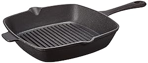 Ewei's Homeware 10.5 inch Pre Seasoned Cast Iron Skillet Pan, Square Grill Pan