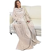 Catalonia Wearable Blanket with Sleeves and Pocket, Cozy Soft Fleece Mink Micro Plush Wrap Throws Blanket Robe for Women and Men