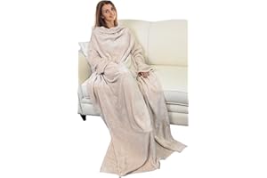 Catalonia Wearable Blanket with Sleeves and Pocket, Cozy Soft Fleece Mink Micro Plush Wrap Throws Blanket Robe for Women and Men