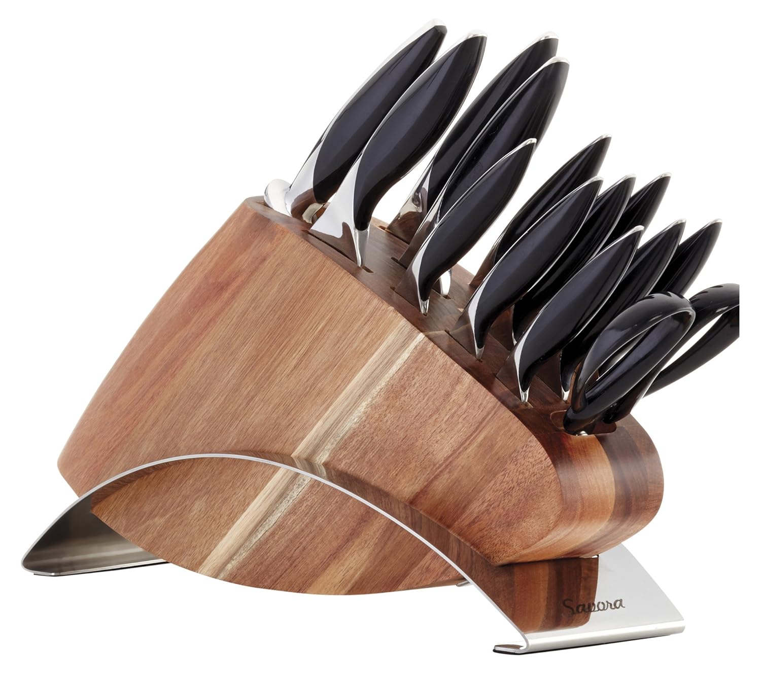 Savora 14 Piece German Steel Knife Block Set, Black