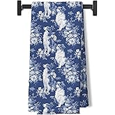 BUJSP Chinoiserie Border Collie Kitchen Towels, Blue and White Dog Decor Decorative Dish Tea Towels for Bathroom,Border Collie Gifts,Dog Gifts for Women Men,16x24 Inch